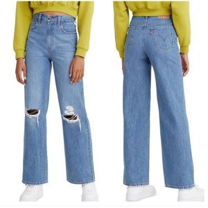 NWOT Levi's High Waisted Straight Distressed Rigid Denim Jeans